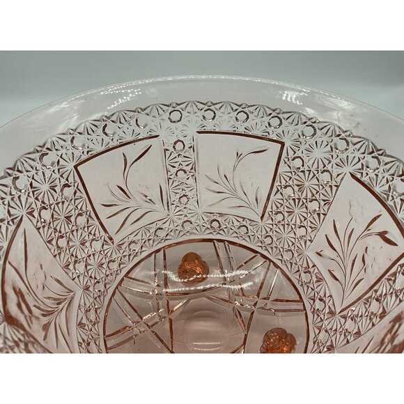 McKee Snappy Vintage Innovation Line Pink PresCut Floral Flared Footed Bowl MCM - Picture 11 of 16